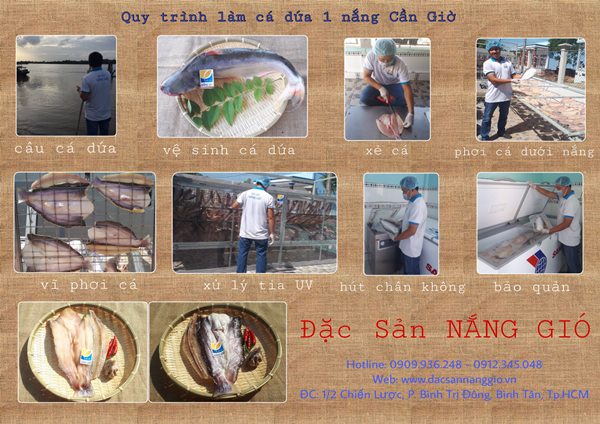 Giá khô cá dứa 1 nắng Cần Giờ - Quy trình sản xuất khô cá dứa